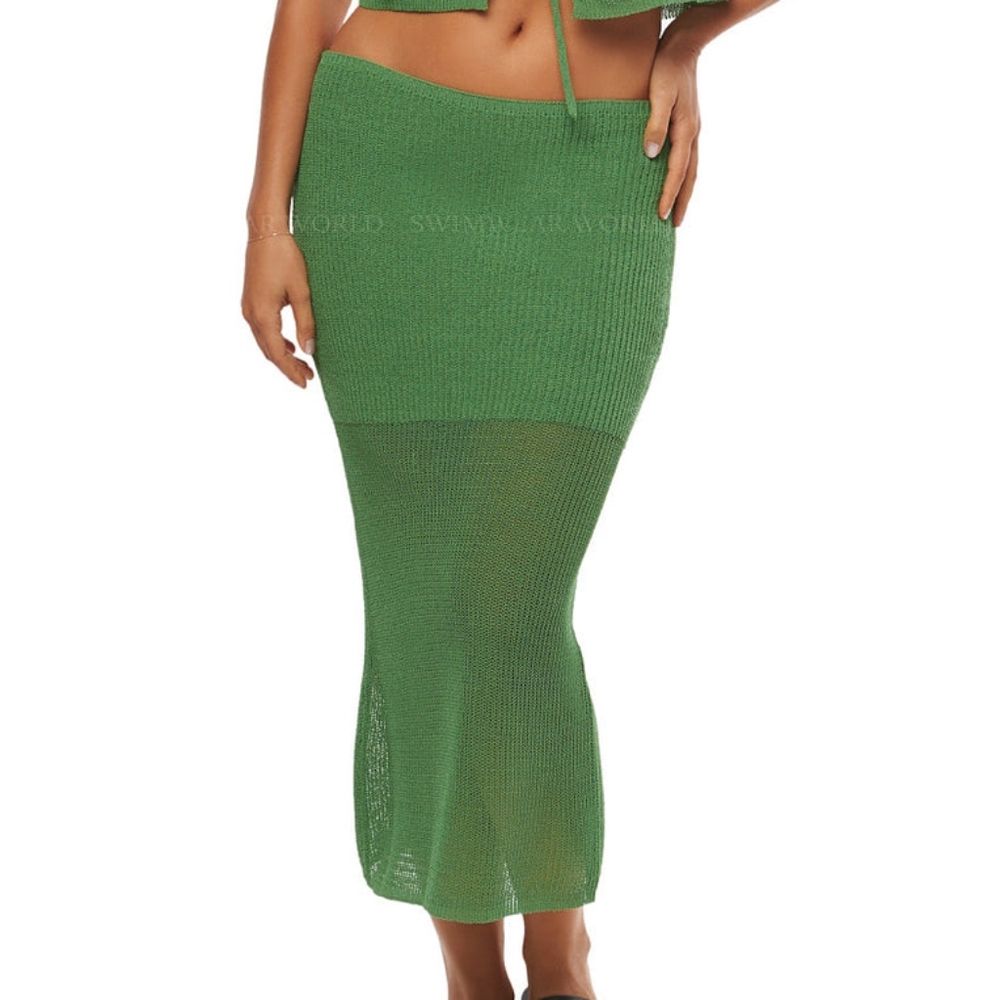 NWT | WeWoreWhat KNIT TIE FRONT CROP TOPPALM GREEN / Medium